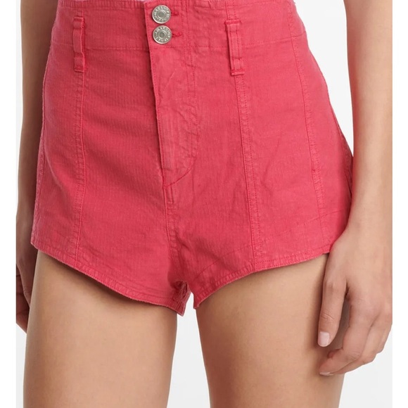 Isabel Marant Deversonbb High Waist Linen Blend Shorts NWT Raspberry - Picture 11 of 13